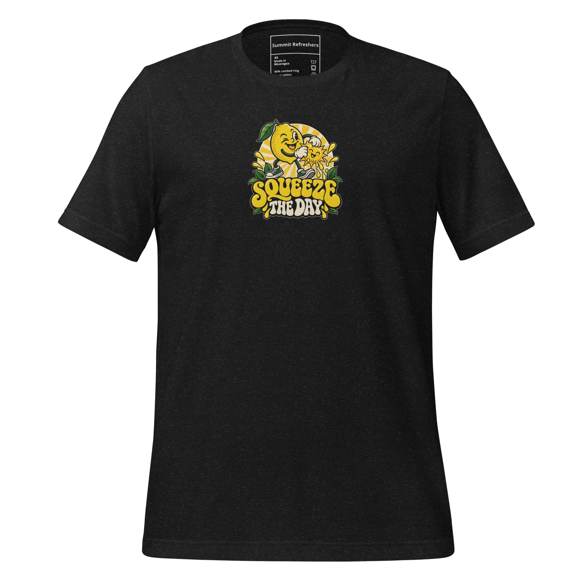 Black Squeeze the Day graphic T-shirt from the Summit Refreshers store